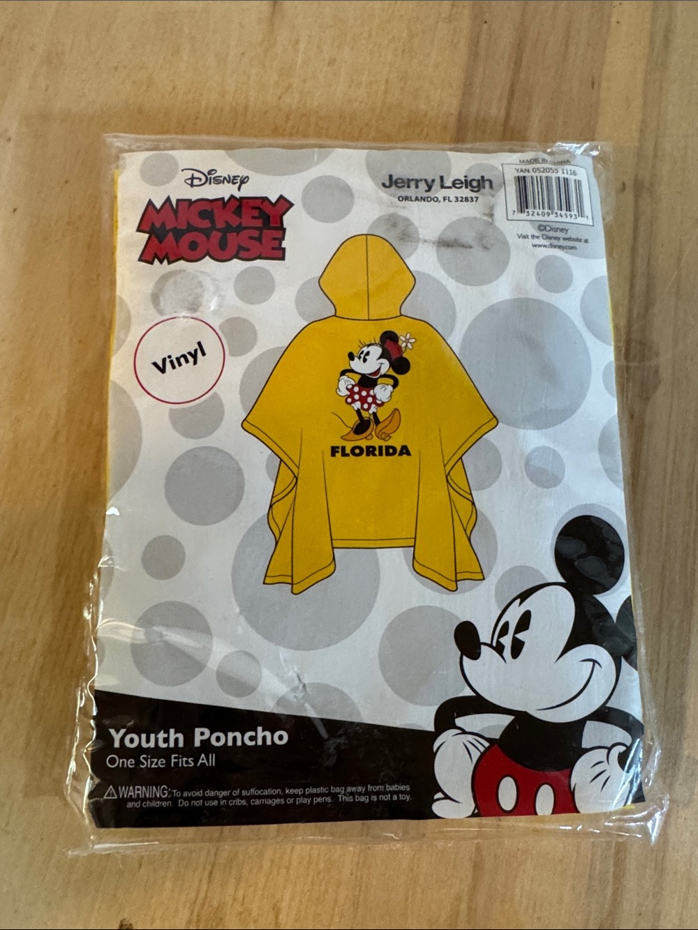 Disney Vintage Minnie Mouse Florida Youth Poncho New
